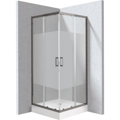 Deante Funkia Evo kabina z brodzikiem 80x80 cm kwadratowa grafitowy mat/szkło ze wzorem pas KYC_ZDE88P