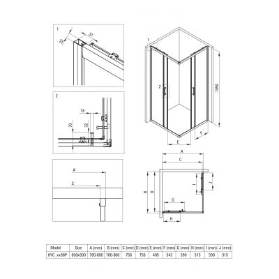 Deante Funkia Evo kabina z brodzikiem 80x80 cm kwadratowa czarny mat/szkło ze wzorem fala KYC_ZNB88P