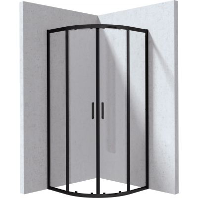 Deante Funkia Evo kabina prysznicowa 90x90 cm półokrągła czarny mat/szkło przezroczyste KYP_N099P