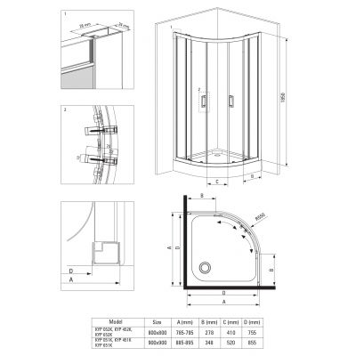 Deante Funkia kabina z brodzikiem 90x90 cm półokrągła chrom połysk/szkło przezroczyste KYPZ051K