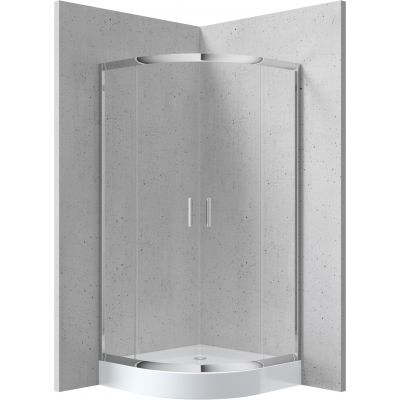 Deante Funkia kabina z brodzikiem 90x90 cm półokrągła chrom połysk/szkło przezroczyste KYPZ051K
