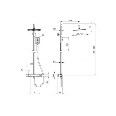 Deante Therm zestaw prysznicowy ścienny termostatyczny z deszczownicą NAC_C4HT