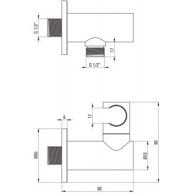 Deante Cascada przyłącze kątowe miedź NAC_M57K