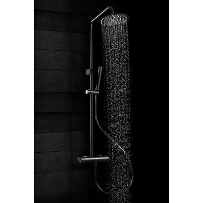 Deante Arnika zestaw prysznicowy ścienny z deszczownicą czarny mat NACN1QK
