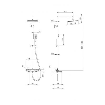 Deante Therm zestaw prysznicowy ścienny termostatyczny z deszczownicą złoty NACR4HT