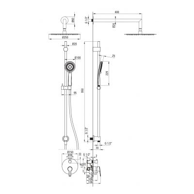 Deante Arnika zestaw prysznicowy podtynkowy z deszczownicą złoty NAC_R6QP