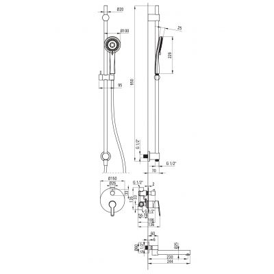 Deante Arnika zestaw wannowo-prysznicowy podtynkowy złoty NAC_R9QA