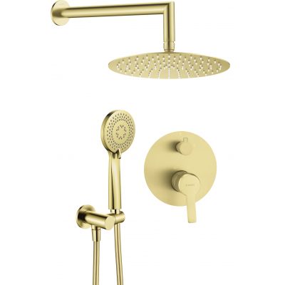 Deante Arnika zestaw prysznicowy podtynkowy z deszczownicą złoty szczotkowany NACR9QP