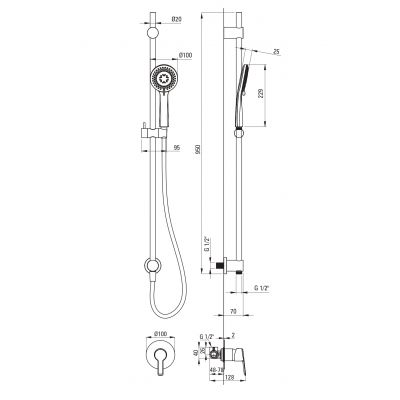 Deante Arnika zestaw prysznicowy podtynkowy złoty NAC_R9TP