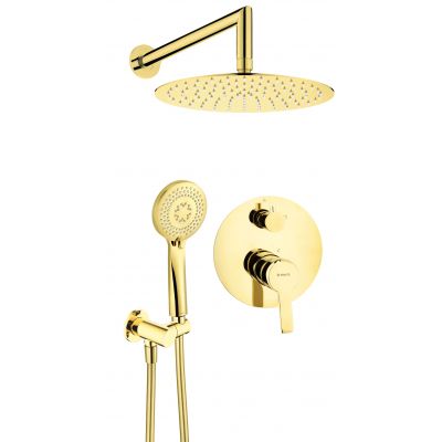 Deante Arnika Gold zestaw prysznicowy podtynkowy z deszczownicą złoty NACZ9QP
