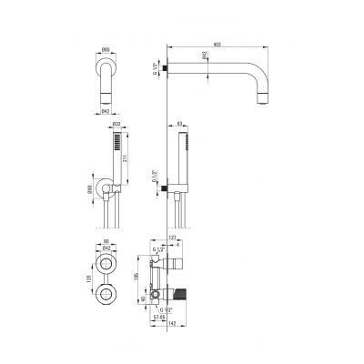 Deante Silia Hexa zestaw prysznicowy podtynkowy z deszczownicą stal szczotkowana NHS_F9XK