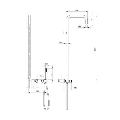 Deante Silia Hexa zestaw prysznicowy ścienny z deszczownicą złoty NHS_R4XM