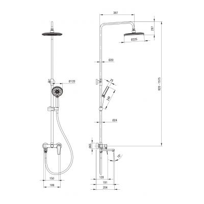 Deante Ivo zestaw wannowo-prysznicowy ścienny z deszczownicą chrom NLI_01RK