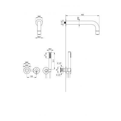 Deante Silia zestaw prysznicowy podtynkowy z deszczownicą złoty szczotkowany NQS_R0XK