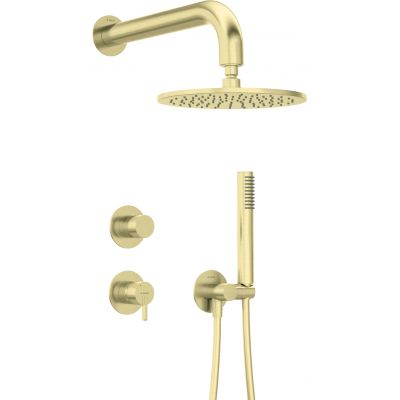 Deante Silia zestaw prysznicowy podtynkowy z deszczownicą złoty szczotkowany NQSR9YK