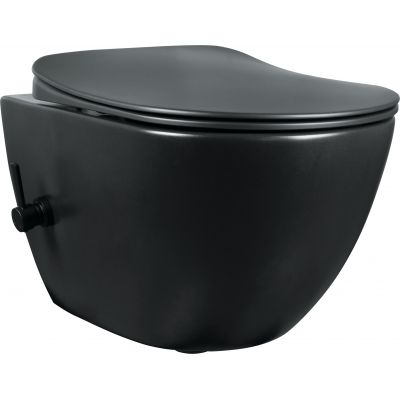 Deante Peonia zestaw miska WC bez kołnierza z funkcją bidetu z deską sedesową czarny CBPNWPW