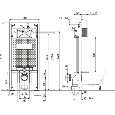 Deante Avis zestaw miska z deską i stelaż z przyciskiem CDAS6ZPW