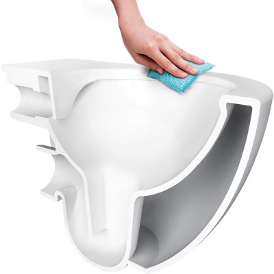Zestaw Deante Peonia Zero miska WC bez kołnierza z deską sedesową wolnoopadającą slim biały (CDE6ZPW, CDE6SOZ)
