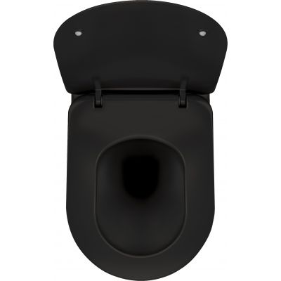 Deante Peonia zestaw miska WC wisząca bez kołnierza z deską sedesową wolnoopadającą czarny mat CDEDNZPW