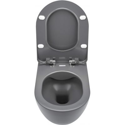 Zestaw Deante Peonia Zero miska WC wisząca bez kołnierza z deską sedesową wolnoopadającą slim antracyt (CDEDZPW, CDEDSOZ)