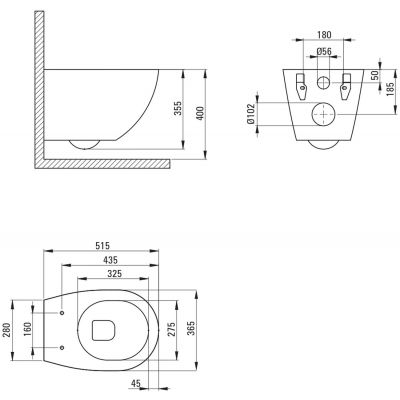 Deante Silia zestaw stelaż z miską, deską i przyciskiem CDLN6ZPW