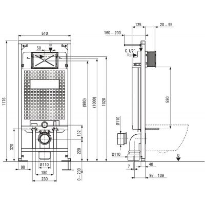 Deante Silia zestaw stelaż z miską, deską i przyciskiem CDLN6ZPW