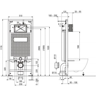 Deante Hiacynt New zestaw stelaż z miską, deską i przyciskiem CDY_S6ZPW