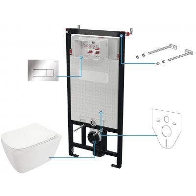 Deante Hiacynt New zestaw stelaż z miską, deską i przyciskiem CDY_S6ZPW