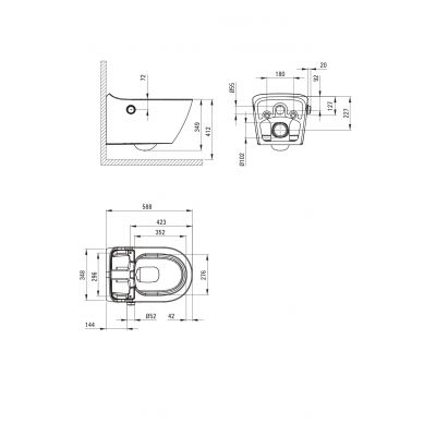 Deante Silia toaleta myjąca z pokrętłem sterującym wisząca bez kołnierza biała CSSD6ZPW