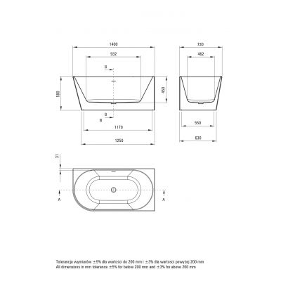 Deante Silia wanna narożna 140x73 cm prawa biała KDS_014P