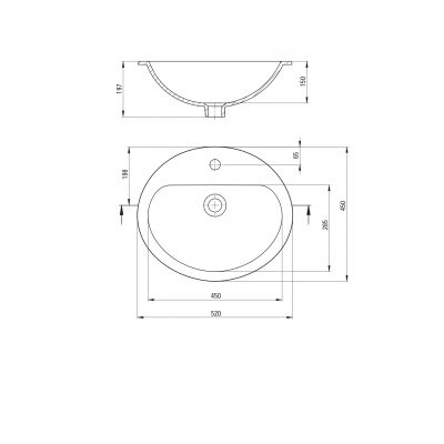 Deante Konwalia umywalka 52x45 cm owalna wpuszczana biała CDK6U5B