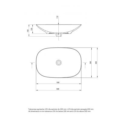 Deante Alpinia umywalka 60x40 cm owalna nablatowa biała CGN_6U6S