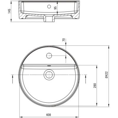 Deante Round umywalka 42x42 cm okrągła nablatowa biała CGR_6U4B