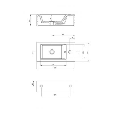 Deante Square umywalka 50,5x25,5 cm prostokątna ścienna-nablatowa biała CGS_6U2L