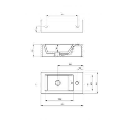 Deante Square umywalka 50,5x25,5 cm prostokątna ścienna-nablatowa biała CGS_6U2R