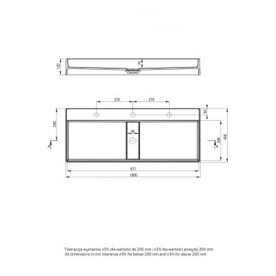 Deante Blur umywalka 100x40 cm prostokątna nablatowa szary metalik CQB_SU1S