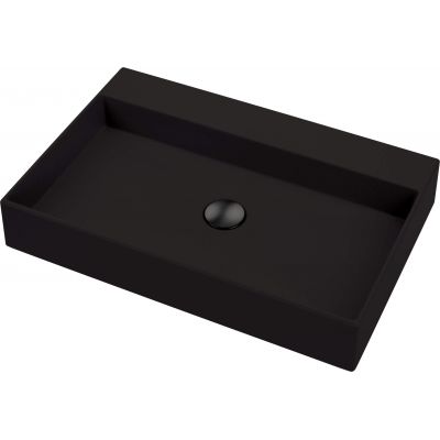 Zestaw Deante Correo umywalka z konsolą 60 cm stojącą czarny mat (CQRNU6S, CKCN60A)