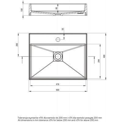 Deante Correo umywalka 50x40 cm prostokątna nablatowa antracyt CQR_TU5S