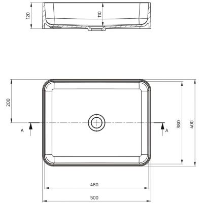 Deante Temisto umywalka 50x40 cm prostokątna nablatowa czarna CQT_NU5S
