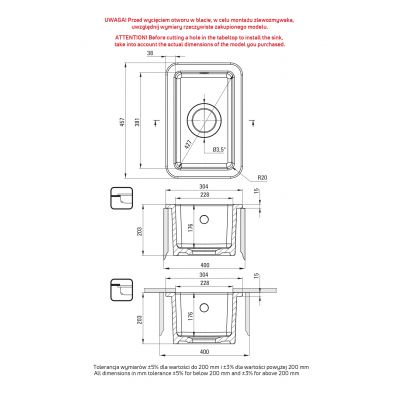 Deante Lumi zlewozmywak ceramiczny 30,4x20,3 cm biały ZCU_610A