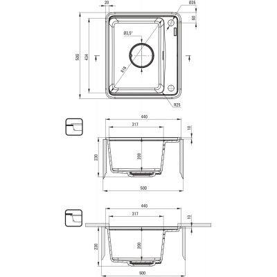 Deante Momi zlewozmywak granitowy 50x44 cm grafitowy ZKM_G103