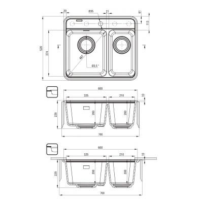 Deante Momi zlewozmywak granitowy 60x52 cm antracyt ZKM_T503