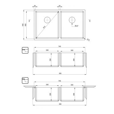 Deante Egeria zlewozmywak stalowy 74x44 cm stal ZPE_020A