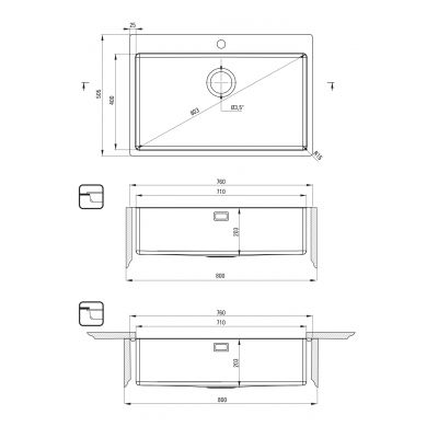 Deante Olfato zlewozmywak stalowy z syfonem 76x50,5 cm stal ZPO_010C