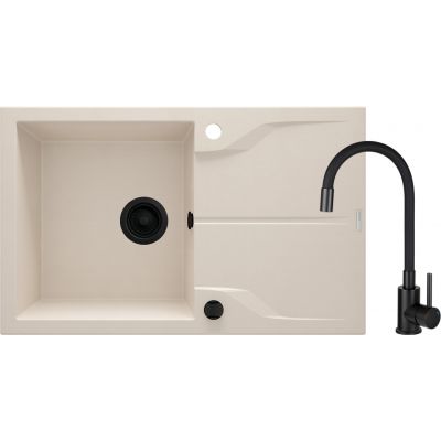 Deante Andante zlewozmywak z baterią beżowy/czarny ZQNN5113