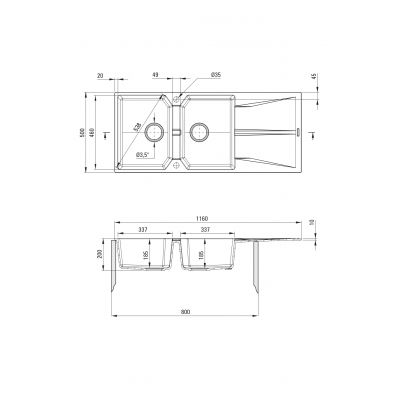 Deante Corio zlewozmywak granitowy 116x50 cm grafit ZRC_2213