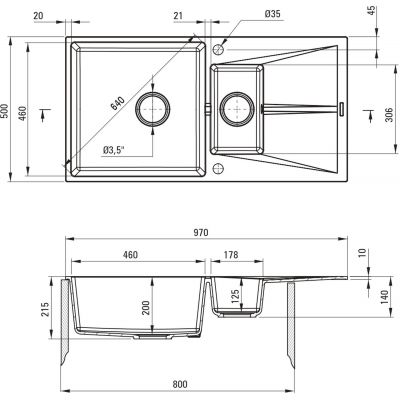 Deante Corio zlewozmywak granitowy 97x50 cm grafitowy mat ZRC_2513
