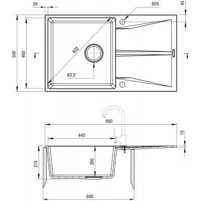 Deante Corio zlewozmywak granitowy 86x50 cm beżowy ZRC_511A