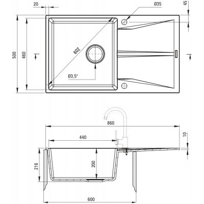 Deante Corio zlewozmywak granitowy 86x50 cm beżowy ZRC_711A