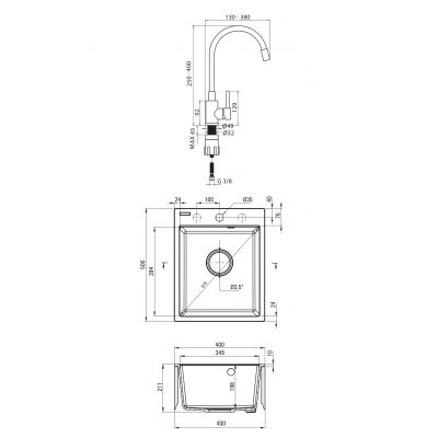 Deante Corio zlewozmywak z baterią szary ZRCPS103